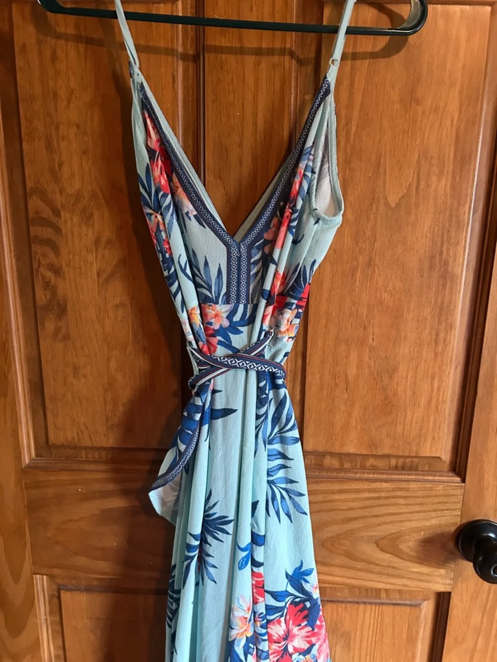 Jealous Tomato Blue Floral Wrap Midi Dress - Picture 5 of 7